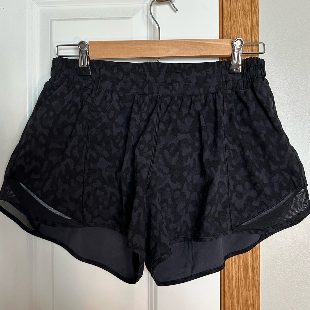 Lululemon Black Leopard-Print Hottie-Hot Shorts